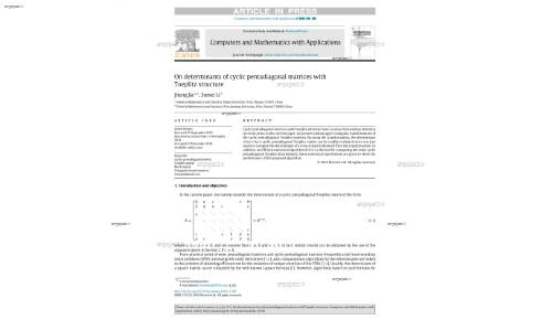 On determinants of cyclic pentadiagonal matrices with Toeplitz structure